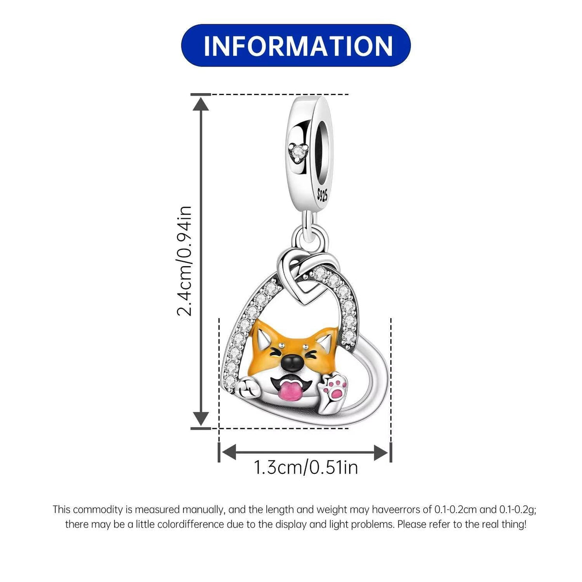 Shiba Inu sterling silver charm view 6