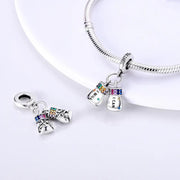 Boxing Gloves Pandora Charm | Motivation Jewelry | Rainbow Crystal Dangle | Fighter Survivor Gift |