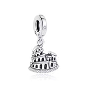 Colosseum Bead Fits Pandora Charm Bracelet, Silver Rome Italy Travel Jewelry, Wanderlust Vacation Gift