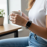 Handcrafted Spider Web Obsidian Apple Watch Band: Unique Gemstone Strap for Wearable Tech Enthusiasts