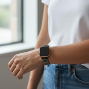 Handcrafted Spider Web Obsidian Apple Watch Band: Unique Gemstone Strap for Wearable Tech Enthusiasts