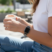 Handcrafted Spider Web Obsidian Apple Watch Band: Unique Gemstone Strap for Wearable Tech Enthusiasts