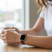 Handcrafted Red Tiger's Eye Gemstone Apple Watch Band: Bohemian Style Adjustable Jewelry Strap