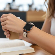 Handcrafted White Jasper Apple Watch Strap: Adjustable Gemstone Band for Bohemian Style