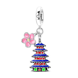 Japan Pandora Charm 925 Silver | Tokyo Sakura Flower Jewelry | Japanese Travel Gift