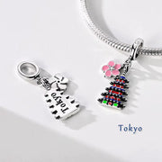Japan Pandora Charm 925 Silver | Tokyo Sakura Flower Jewelry | Japanese Travel Gift