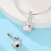 India Bead Fits Pandora Charm Bracelet, 925 Silver Pink Taj Mahal Landmark Jewelry Gift