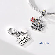 Madrid Pandora Charm 925 Silver | Spanish Fan Royal Palace Jewelry | Spain Travel Gift