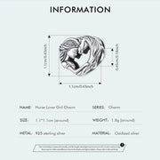 Horse Pandora Charm 925 Silver | Equestrian Jewelry | Girl and Horse Heart