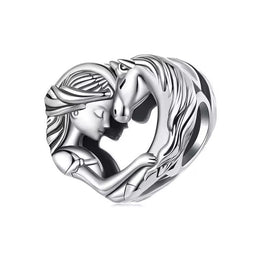 Horse Pandora Charm 925 Silver | Equestrian Jewelry | Girl and Horse Heart