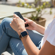 Handcrafted Red Tiger's Eye Gemstone Apple Watch Band: Bohemian Style Adjustable Jewelry Strap