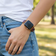 Bohemian Purple Jasper Apple Watch Band: Handmade Gemstone Strap, Adjustable Bracelet Jewelry for Women