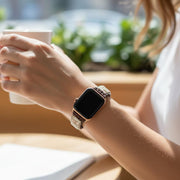 Handcrafted White Jasper Apple Watch Strap: Adjustable Gemstone Band for Bohemian Style