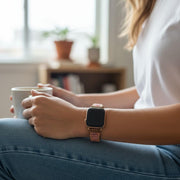Bohemian Rose Quartz Apple Watch Band: Handmade Gemstone Strap, Adjustable Natural Accessory