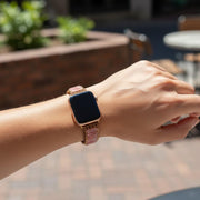 Bohemian Rose Quartz Apple Watch Band: Handmade Gemstone Strap, Adjustable Natural Accessory
