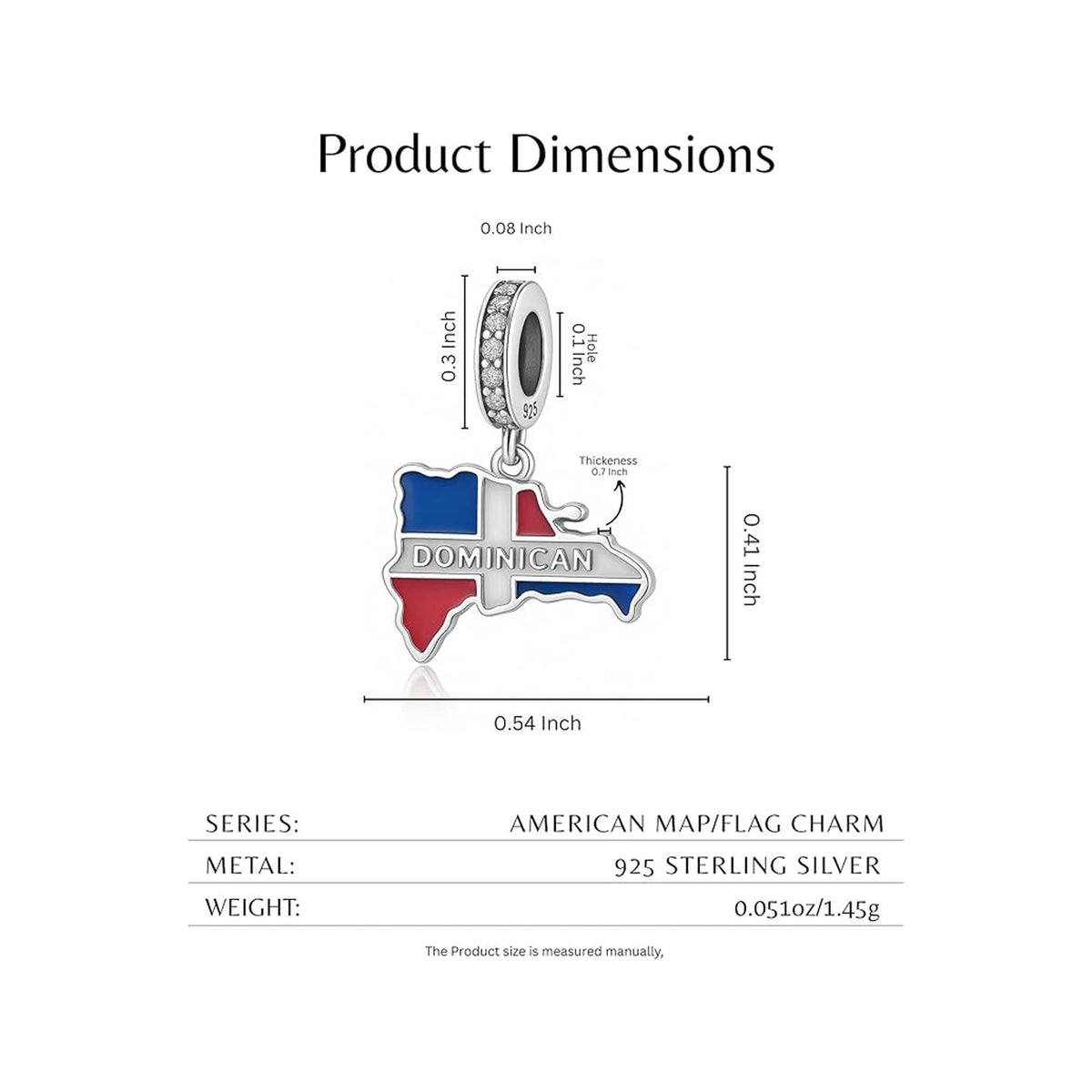 Dominican Republic sterling silver charm view 5