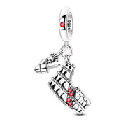 Italy Bead Fits Pandora Charm Bracelet, Silver Roman Gladiator Colosseum Dangle, Travel Jewelry Gift