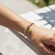Colombia Bead Fits Pandora Charm Bracelet, Silver Flag Heart Dangle, South American Travel Jewelry