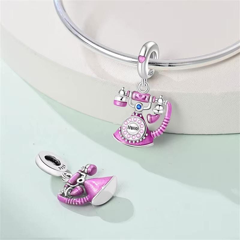 Vintage Telephone charm detail view