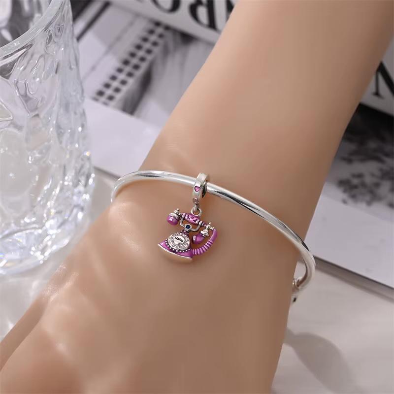 Vintage Telephone sterling silver charm view 5
