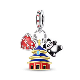 China Pandora Charm 925 Silver | Panda Temple Jewelry | Beijing Travel Gift