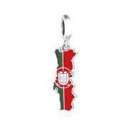 Portugal Pandora Charm 925 Silver | Portuguese Map Flag Jewelry | Europe Travel Souvenir Gift