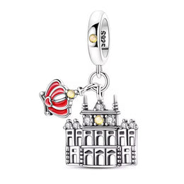 Madrid Pandora Charm 925 Silver | Spanish Fan Royal Palace Jewelry | Spain Travel Gift