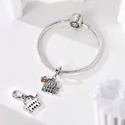 Madrid Bead Fits Pandora Charm Bracelet, Silver Palace Crown, Royal Spain Travel Jewelry Gift