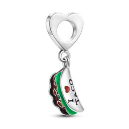 Mexico Pandora Charm 925 Silver | I Love Taco Mexican Food Jewelry