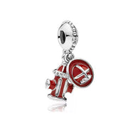 Firefighter Pandora Charm | Red Enamel Hydrant & Helmet | 925 Sterling Silver | Hero Tribute