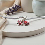 Firefighter Pandora Charm | Red Enamel Hydrant & Helmet | 925 Sterling Silver | Hero Tribute