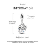 Horse Pandora Charm | Horseshoe Good Luck 925 Sterling Silver | Blue CZ Equestrian