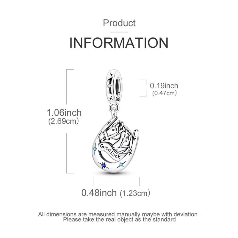 Horse Horseshoe sterling silver charm view 5