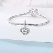 Family Pandora Charm | 925 Sterling Silver Heart Mom Dad & 2 Kids | Family Love Jewelry