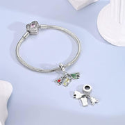 Camping Pandora Charm | Camper Van, Bonfire & Trees | 925 Sterling Silver | Nature Lover Gift