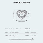 Horse Pandora Charm | Celtic Heart Two Horses Love Bead | 925 Sterling Silver Equestrian Jewelry