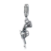 Western Pandora Charm | Revolver Cowboy | Gun Dangle Bead | 925 Sterling Silver | Western Style Jewelry