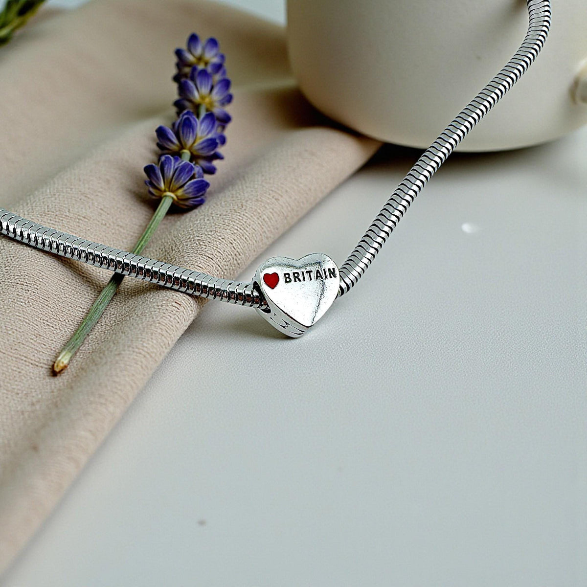 London Union Jack Heart sterling silver charm view 6