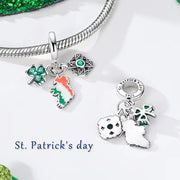 Ireland Pandora Charm | St Patrick's Day | Shamrock Celtic Cross | Irish Flag Map | Silver Dangle