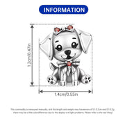 Puppy Pandora Charm | Dog Bead | Silver Pet Lover Gift | Red Bow Crystal | Animal Jewelry