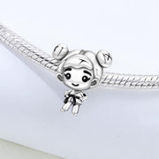 Karate Girl Bead Fits Pandora Charm Bracelet, Silver Martial Arts Judo Black Belt Gift