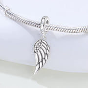 Angel Wing Pandora Charm | Guardian Angel Dangle | Silver Feather | Pavé Crystal | Memorial Protection Gift