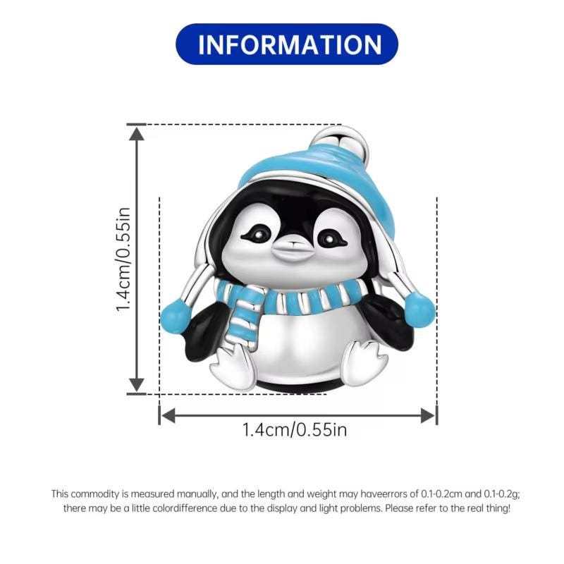 Penguin sterling silver charm view 6