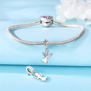 Angel Pandora Charm | Silver Cross Bail | Holding Star | Religious Dangle | Baptism Gift