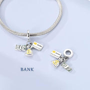 Money Pandora Charm | Dollar Bag Credit Card | Silver Dangle | Shopping Lover Gift | Finance Wealth