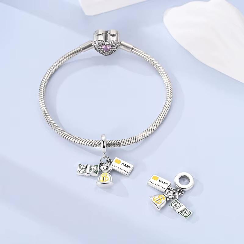 Money Bag Bank Card sterling silver charm view 5
