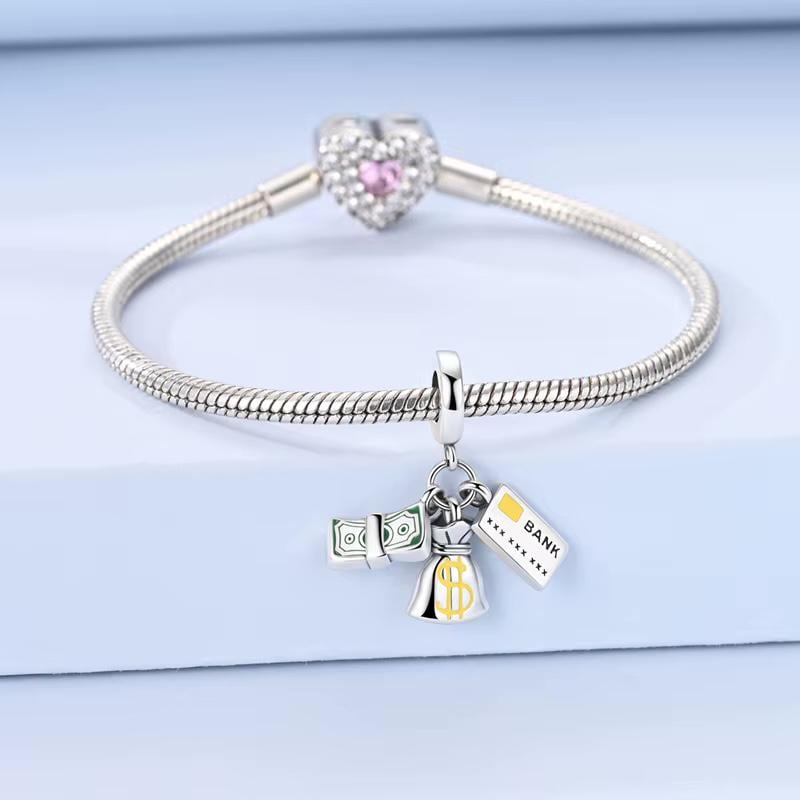 Money Bag Bank Card sterling silver charm view 7