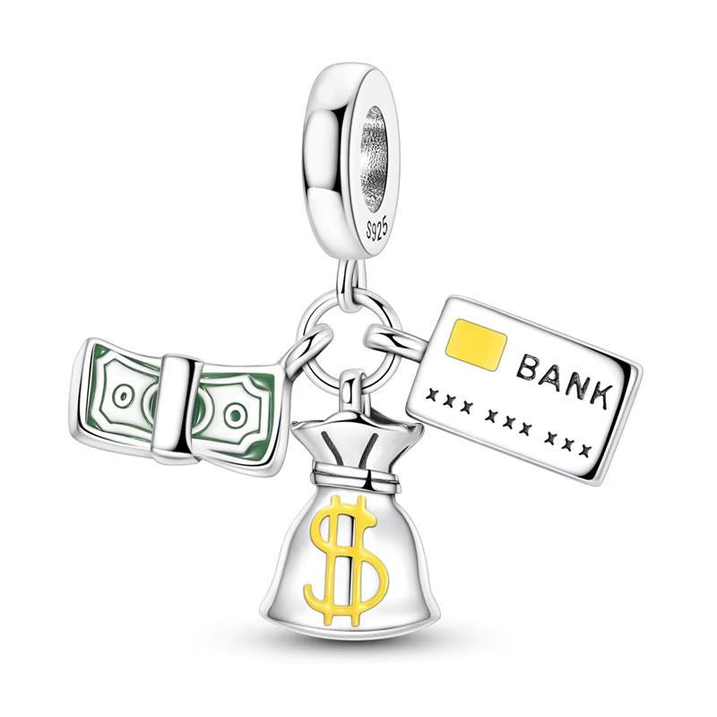 Money Bag Bank Card 925 sterling silver charm