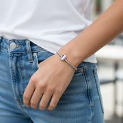 France Pandora Charm | French Map Flag | Blue White Red | Silver Bead | Paris Travel Souvenir