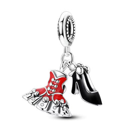 Spain Pandora Charm | Flamenco Dress Shoe | Red Enamel | Black Stiletto | Dance Travel Gift